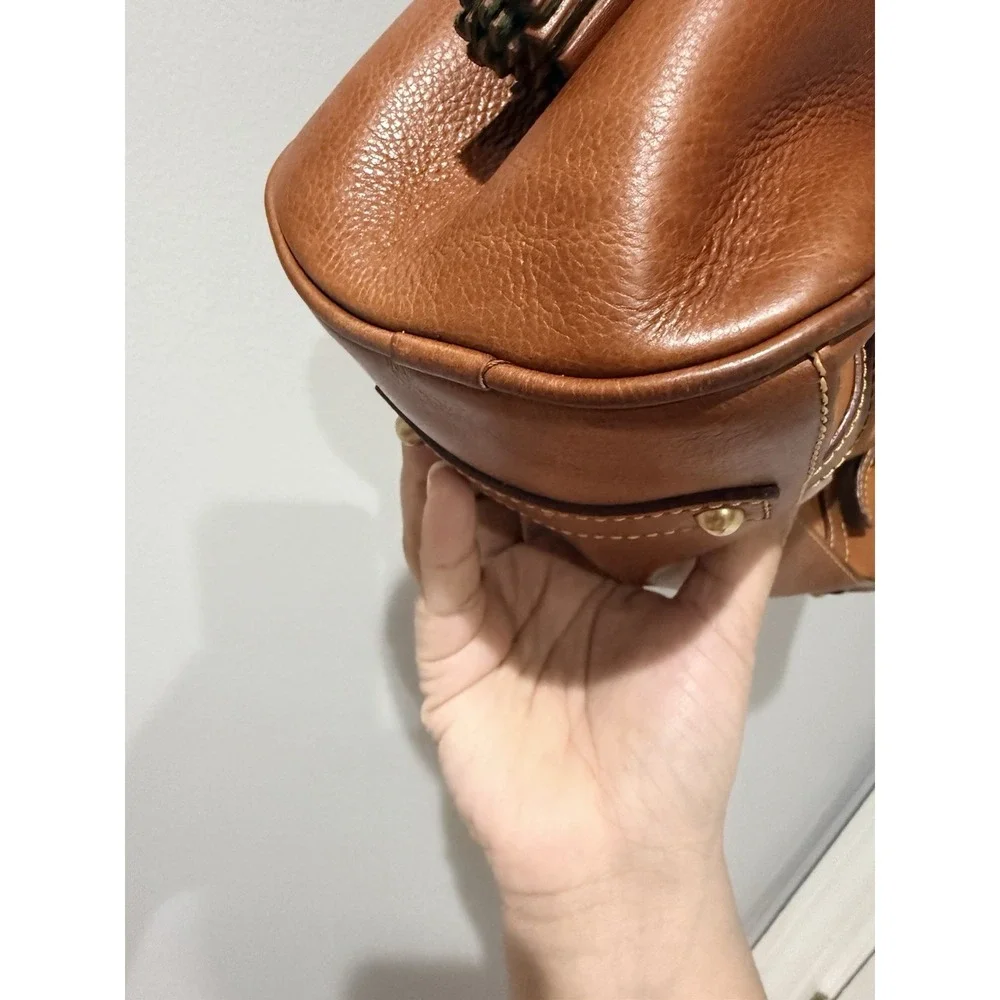 Dooney and Bourke Leather Florentine Satchel  Handbag‎ Crossbody Two Tone Tan N